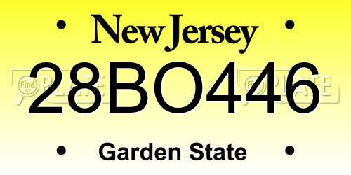 28BO446 New Jersey License Plate