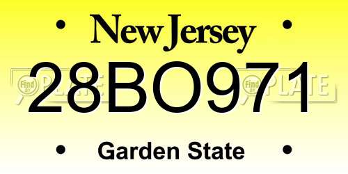 28BO971 New Jersey License Plate