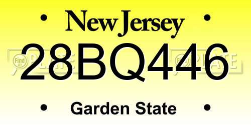 28BQ446 New Jersey License Plate