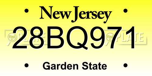 28BQ971 New Jersey License Plate