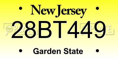 28BT449 New Jersey License Plate
