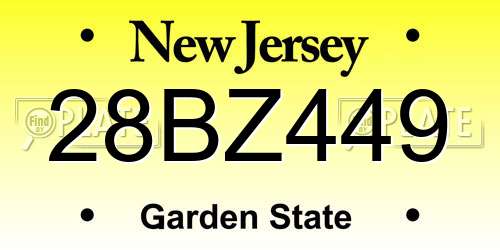 28BZ449 New Jersey License Plate