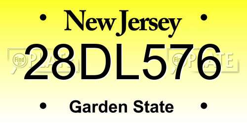 28DL576 New Jersey License Plate