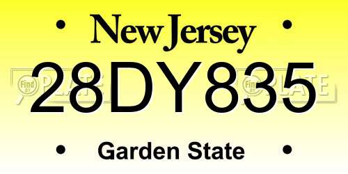 28DY835 New Jersey License Plate