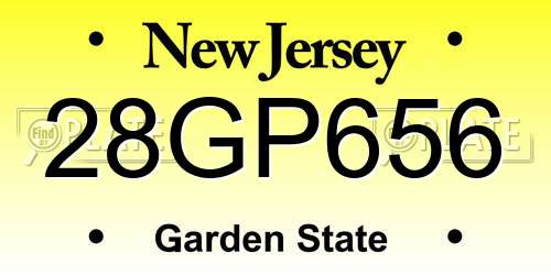 28GP656 New Jersey License Plate