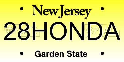 28HONDA New Jersey License Plate