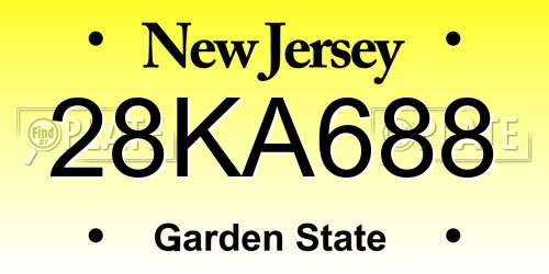 28KA688 New Jersey License Plate