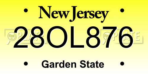 28OL876 New Jersey License Plate