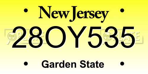 28OY535 New Jersey License Plate