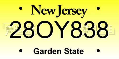 28OY838 New Jersey License Plate