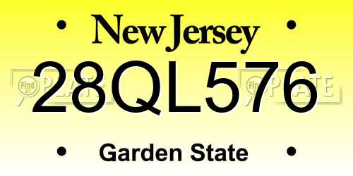 28QL576 New Jersey License Plate