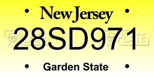 28SD971 New Jersey License Plate