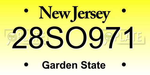28SO971 New Jersey License Plate
