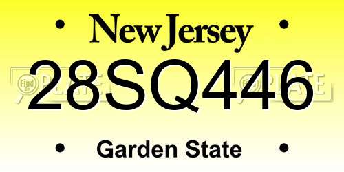 28SQ446 New Jersey License Plate