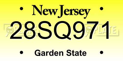 28SQ971 New Jersey License Plate