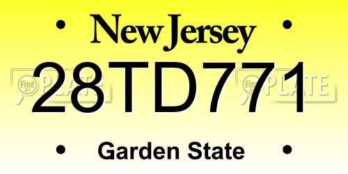 28TD771 New Jersey License Plate