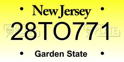 28TO771 New Jersey License Plate