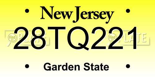 28TQ221 New Jersey License Plate