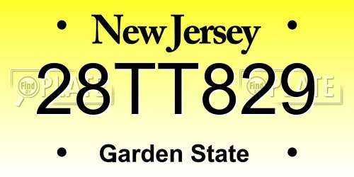 28TT829 New Jersey License Plate