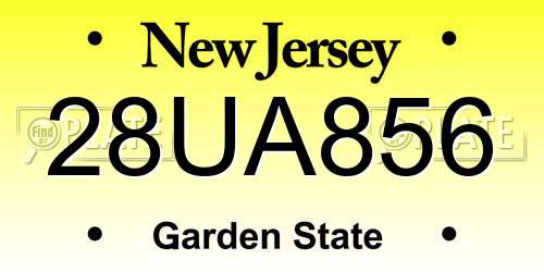 28UA856 New Jersey License Plate