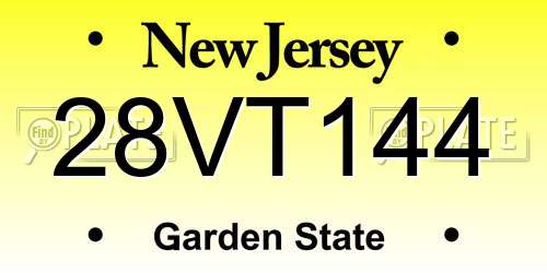 28VT144 New Jersey License Plate
