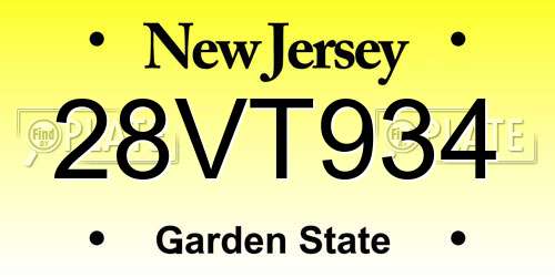 28VT934 New Jersey License Plate