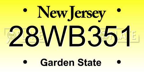 28WB351 New Jersey License Plate