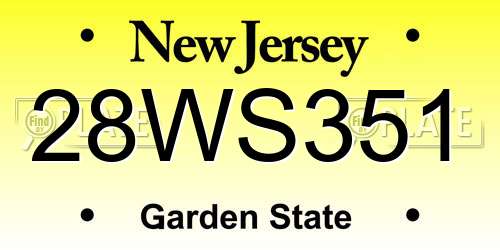 28WS351 New Jersey License Plate