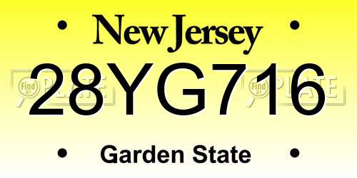 28YG716 New Jersey License Plate
