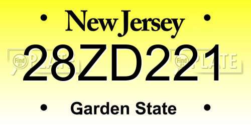 28ZD221 New Jersey License Plate