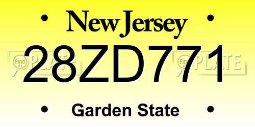 28ZD771 New Jersey License Plate