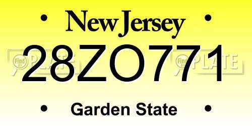28ZO771 New Jersey License Plate
