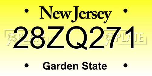 28ZQ271 New Jersey License Plate