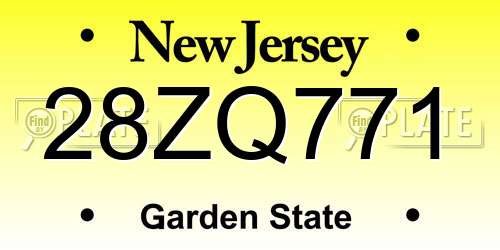 28ZQ771 New Jersey License Plate