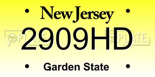 2909HD New Jersey License Plate