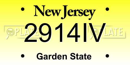 2914IV New Jersey License Plate