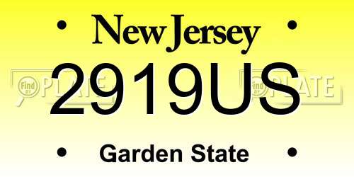 2919US New Jersey License Plate