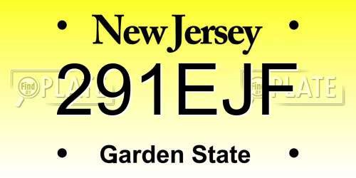 291EJF New Jersey License Plate