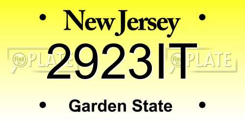 2923IT New Jersey License Plate