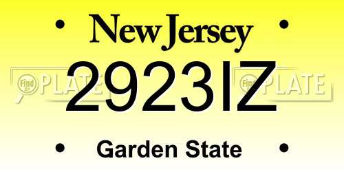 2923IZ New Jersey License Plate