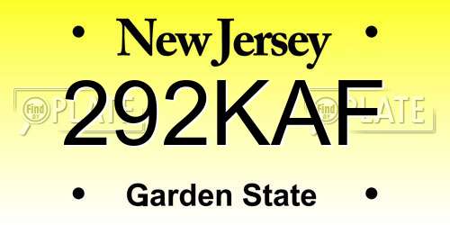 292KAF New Jersey License Plate