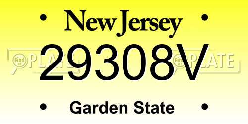 29308V New Jersey License Plate