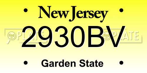 2930BV New Jersey License Plate