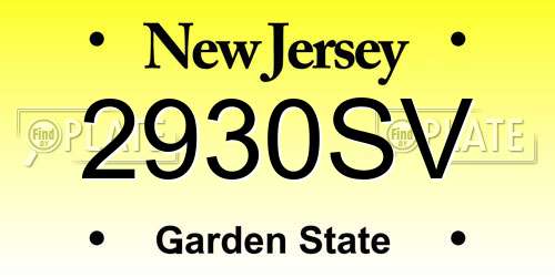 2930SV New Jersey License Plate