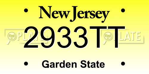 2933TT New Jersey License Plate