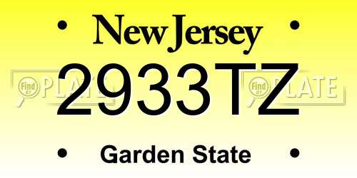 2933TZ New Jersey License Plate