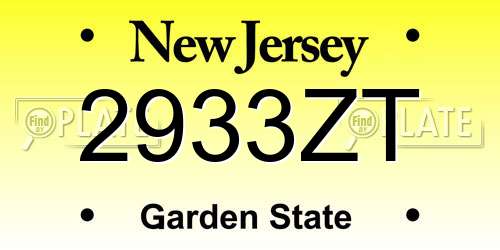 2933ZT New Jersey License Plate