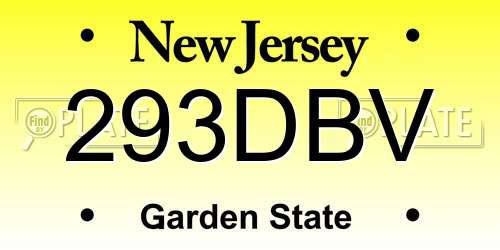 293DBV New Jersey License Plate