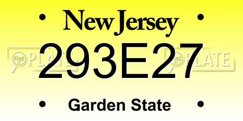 293E27 New Jersey License Plate