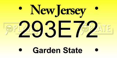 293E72 New Jersey License Plate